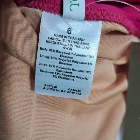 J. Crew Ruched V-Neck One‎ Piece Swimsuit Size 6 Pink BC116 Full Coverage Bottom - Picture 11 of 13